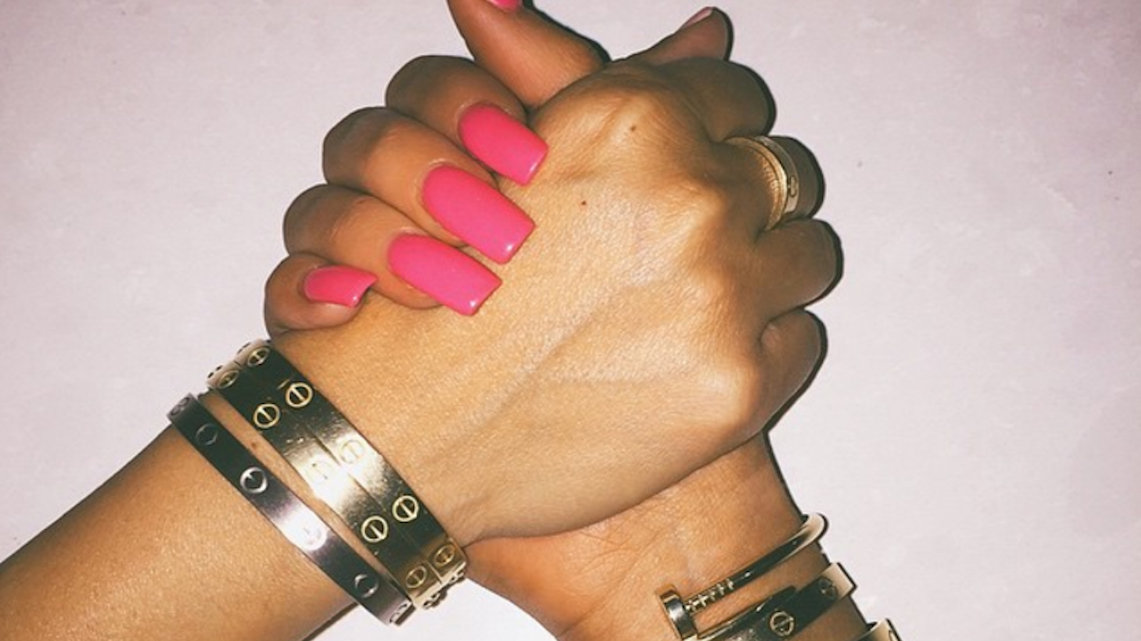 Cartier Bracelet Gold Rich Girl Besties Nails Pink Galore 