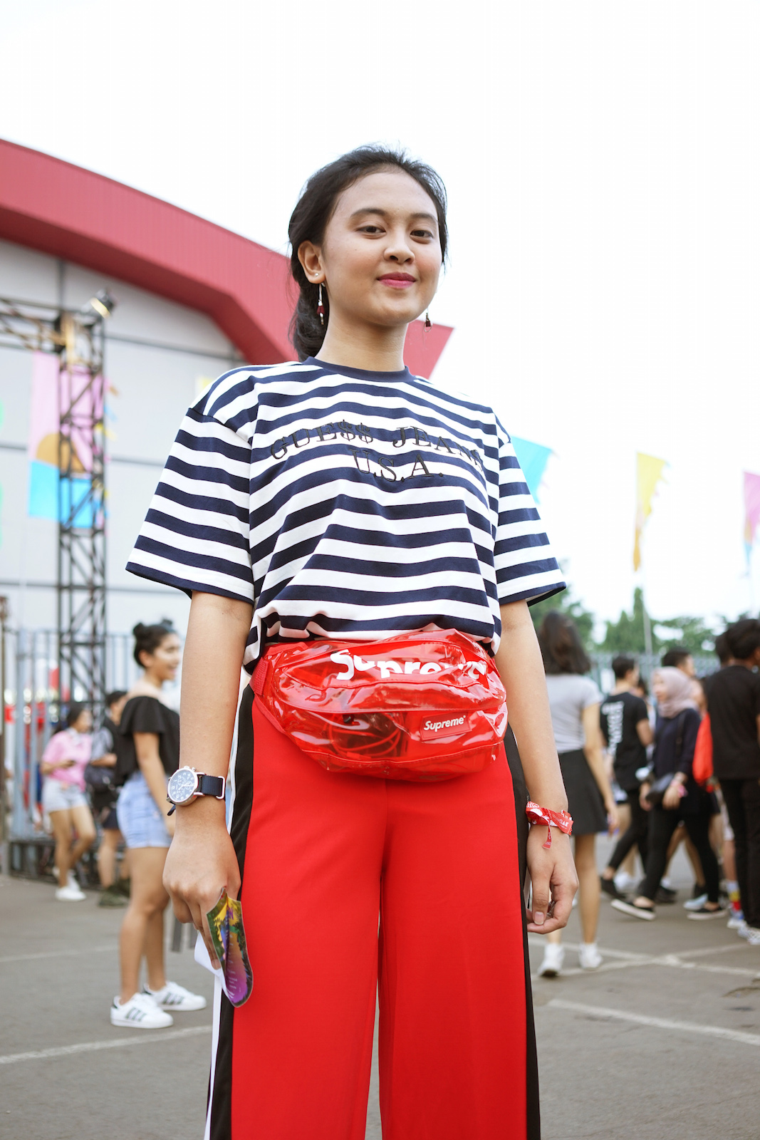 red fanny pack outfit