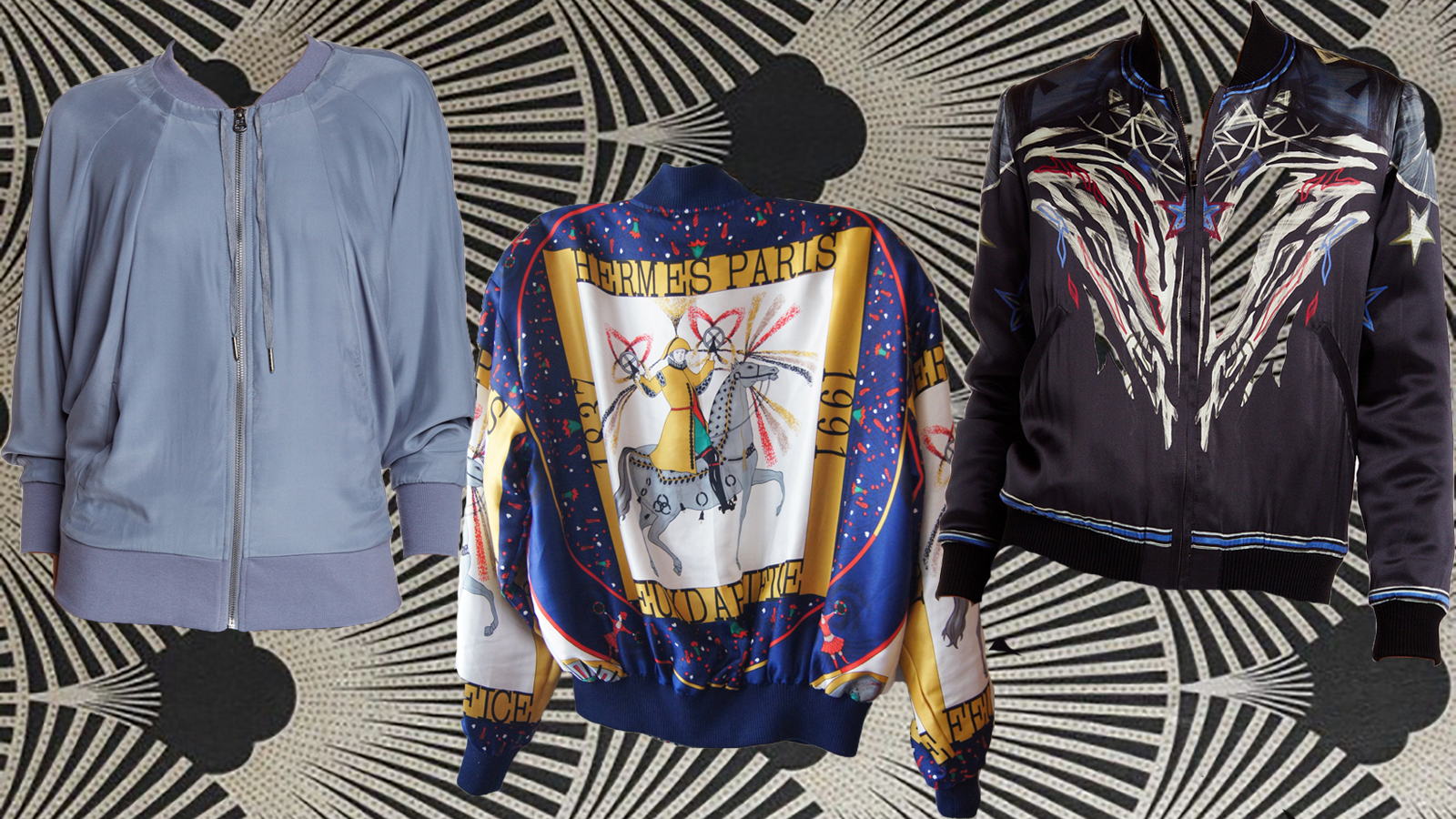 Silk bomber jackets from Hermes and IRO